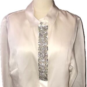 St John White Silk Button up Blouse (size 8)